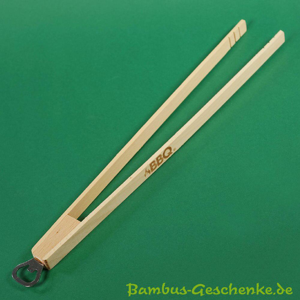 Grillzange aus Holz mit Flaschenöffner