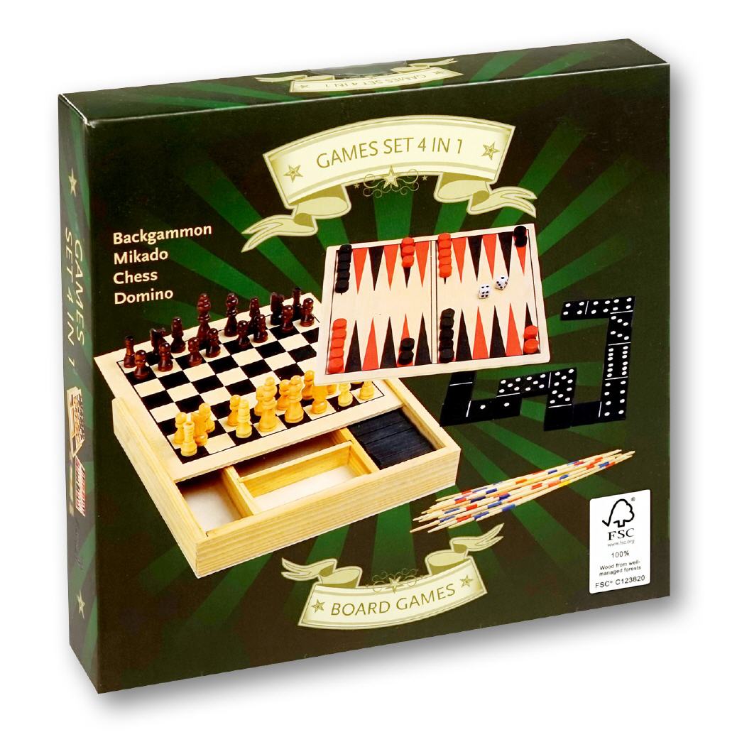Spielesammlung 4in1 aus Holz