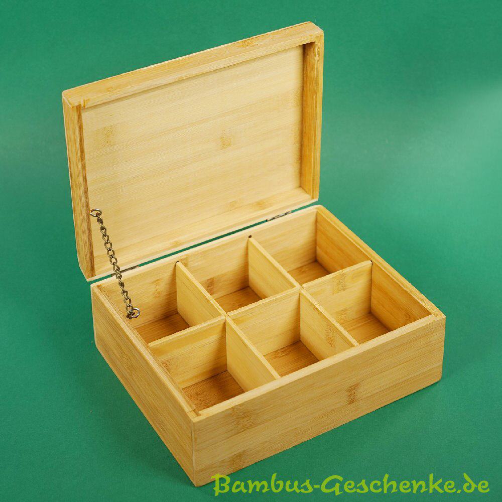 Bambus-Teekiste 6er-Aufteilung