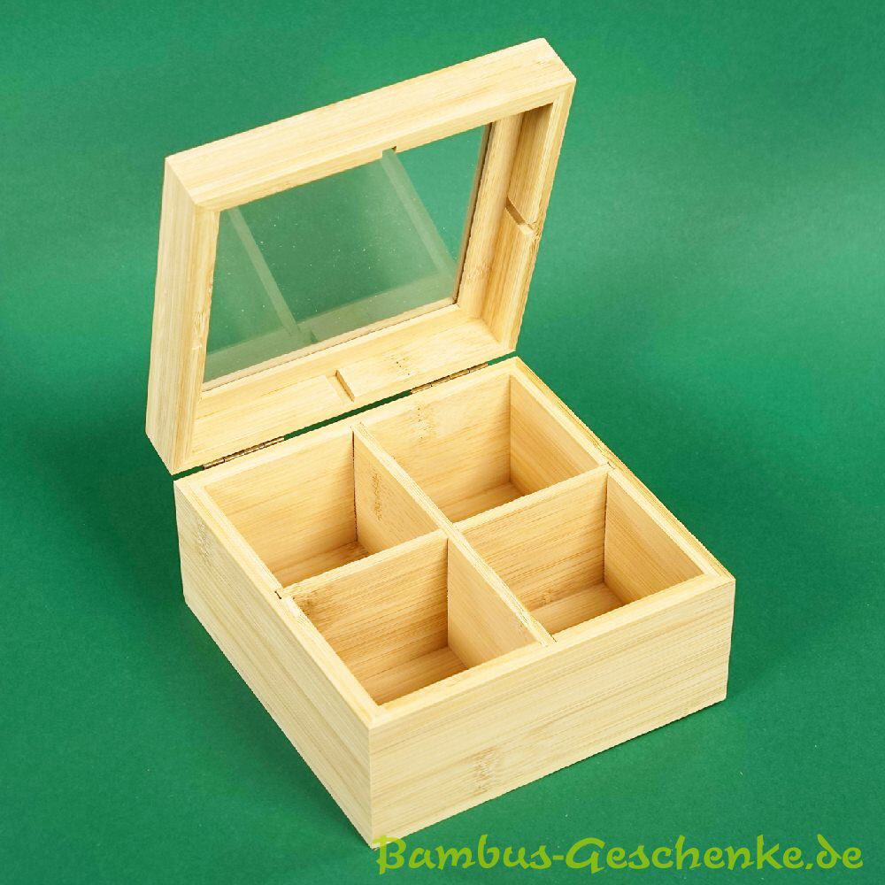 Bambus-Teekassette 4er-Aufteilung