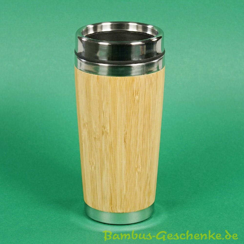 Edelstahl-Trinkbecher mit Bambusmantel