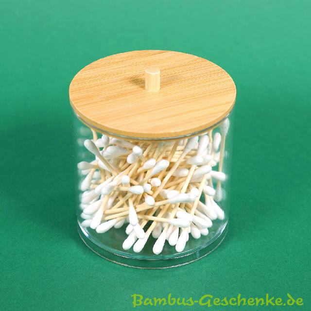 Kosmetik-Box rund mit Bambus-Deckel