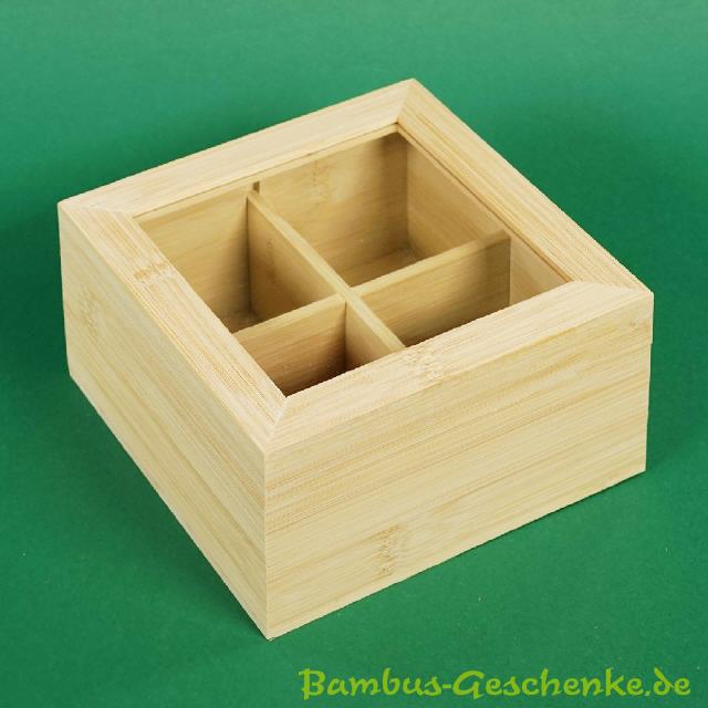 Bambus-Teebox 4er-Aufteilung