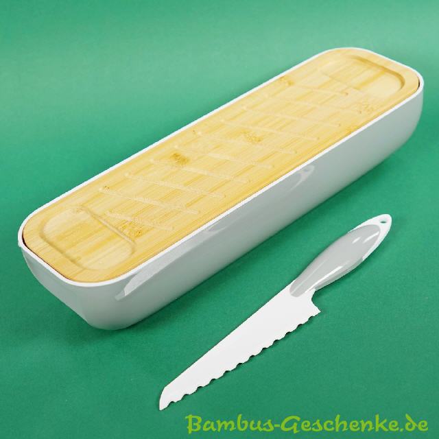 Brotdose mit Bambusdeckel und Brotmesser
