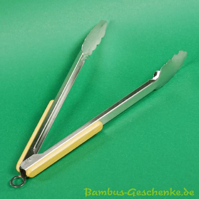 Grillzange aus Edelstahl mit Bambus-Griff